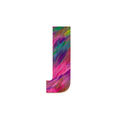 Abstract color strokes alphabet on white background. Letter J