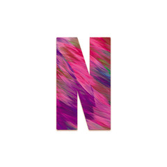 Abstract color strokes alphabet on white background. Letter N