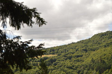Obraz premium Magnificent Mountains Of Galicia It Fills Valleys Forests Of Pines Meadows And Forests Of Eucalyptus In Becerrea. August 3, 2013. Becerrea, Lugo, Galicia, Spain. Rural Tourism, Nature.