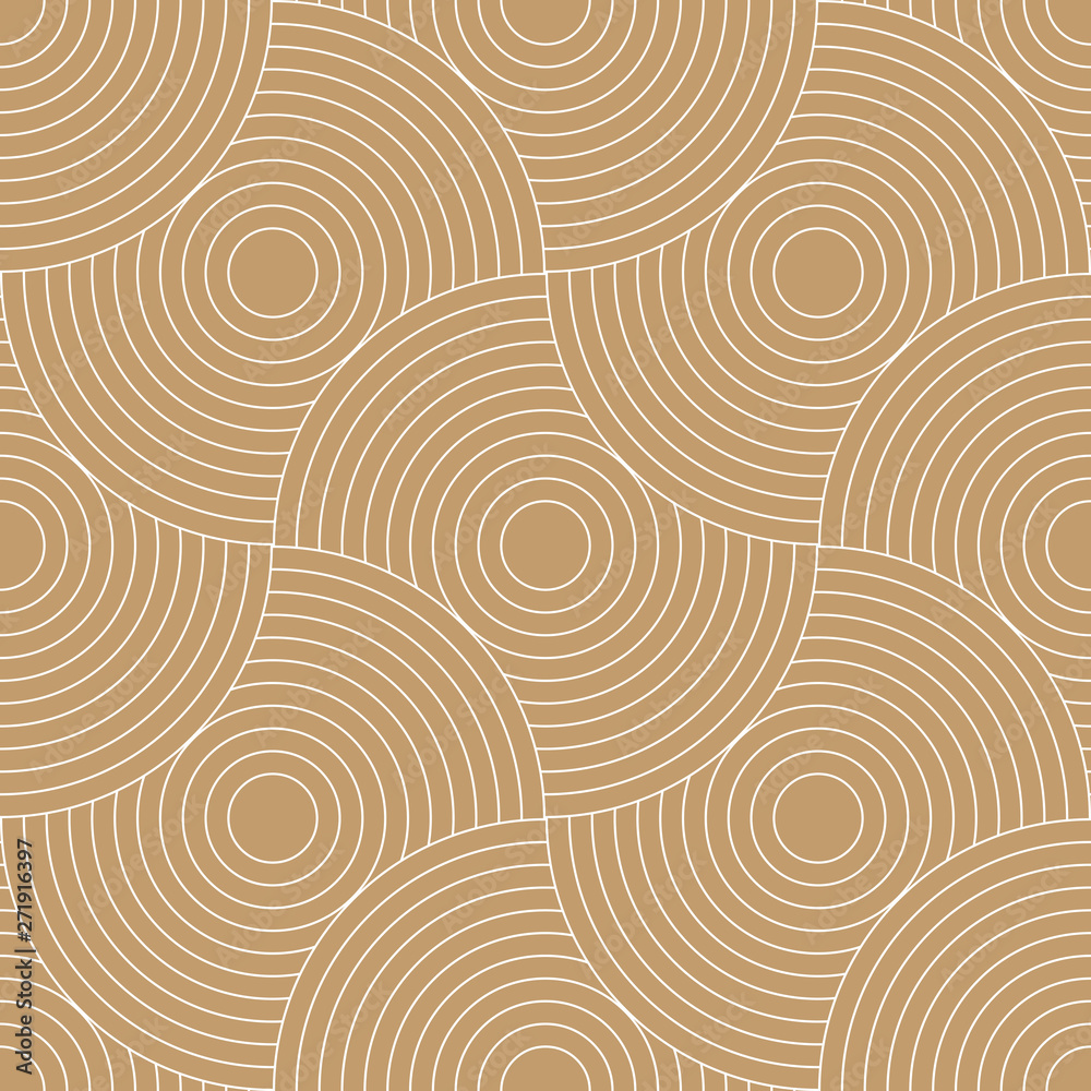 Poster Abstract retro pattern of geometric shapes. Golden mosaic backdrop. Geometric wave of circles  background, vector