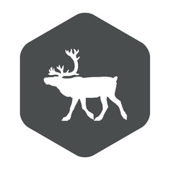 Icono plano silueta reno en hexágono color gris