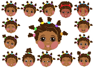 Cartoon drawing of a child's face with different emotions