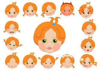 Cartoon drawing of a child's face with different emotions