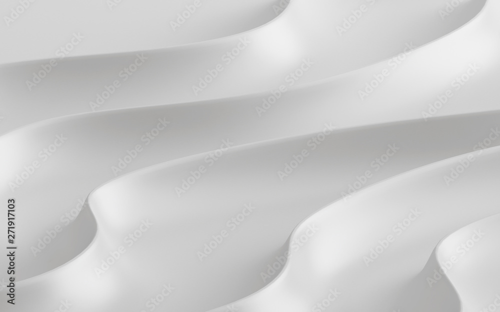 Poster abstract of smooth shape for architectural idea, curve line ,white background with free form, 3d ren