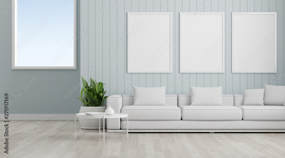 Aufkleber mock-up of picture frame with small plant in vase and books on the wall. perspective of modern inter