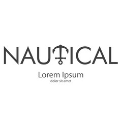 Logotipo abstracto con texto NAUTICAL con ancla y texto color gris