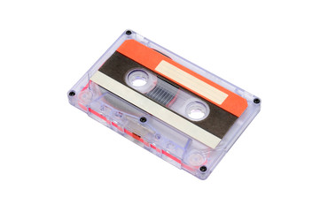 Compact audio tapes for magnetic recording on a white background.Compact cassettte