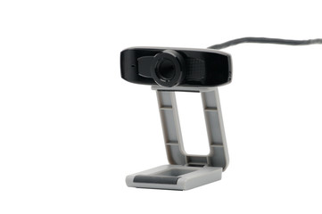Web camera for broadcasting video and still images on the Internet on white backgroumd.Camera.Lens.