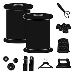 Vector design of studio and industry sign. Set of studio and sewing stock vector illustration.