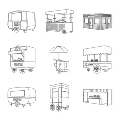 Vector design of market and small icon. Collection of market and food stock symbol for web.