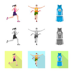 Isolated object of sport  and winner icon. Collection of sport  and fitness  stock symbol for web.