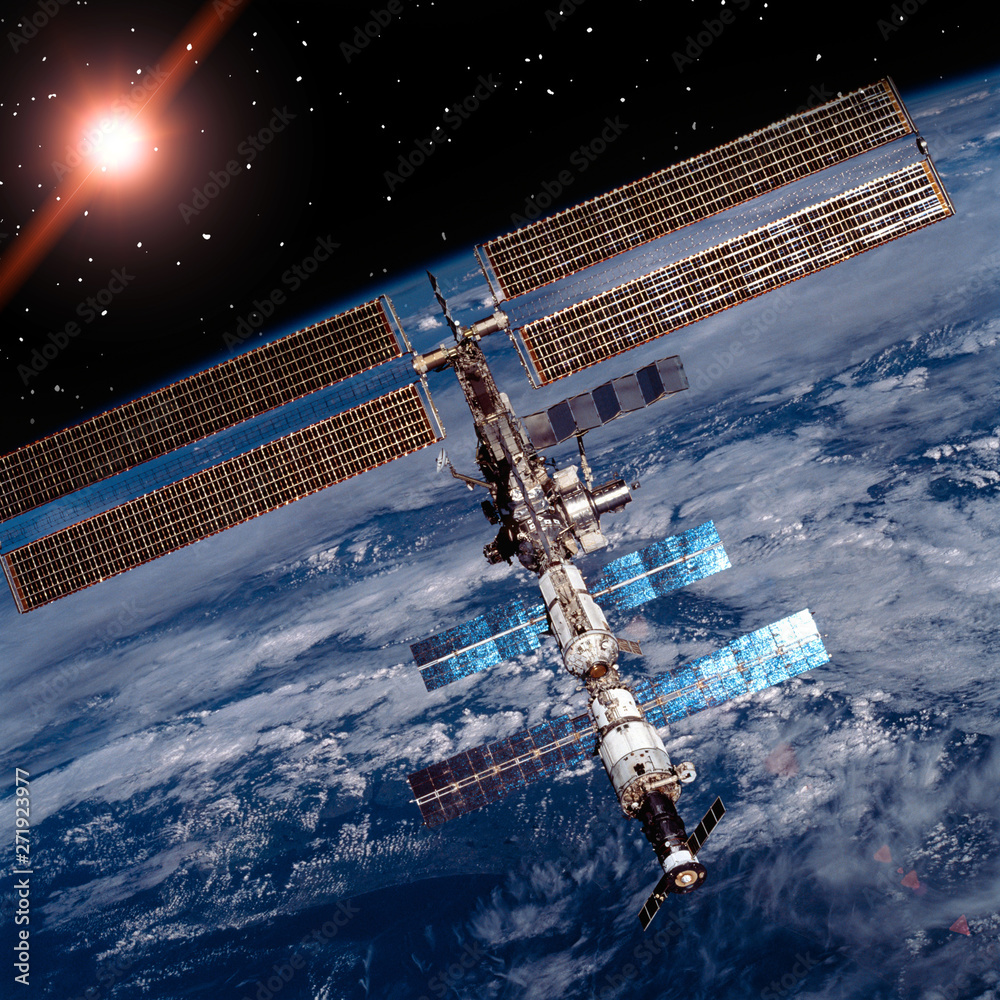Wall mural international space station. the elements of this image furnished by nasa.