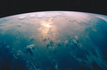 Blue earth, detailed puctyre, shot in distance. The elements of this image furnished by NASA. © wowinside