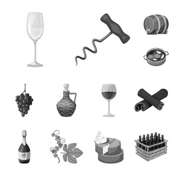 Vector illustration of stamp and restaurant logo. Set of stamp and vineyard vector icon for stock.