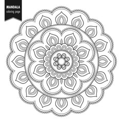 Decorative monochrome ethnic mandala pattern. Anti-stress coloring book page for adults. Hand drawn illustration