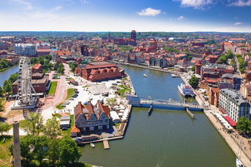 Fototapeta na wymiar Aerial view of Gdansk old town in summer scenery, Poland