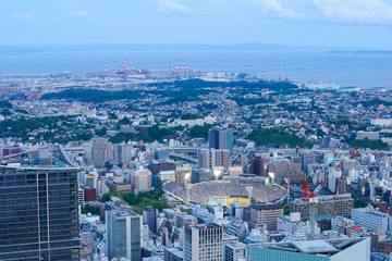 Fototapeta premium Od wieczora do nocy w Jokohamie w Japonii