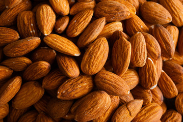 peeled almonds pile, top view