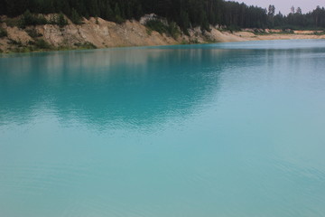 Kaolin quarry. Beautiful turquoise water.