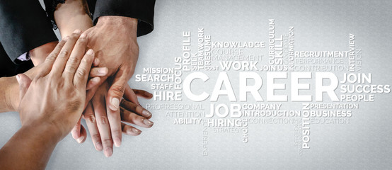 Human Resources Recruitment and People Networking Concept. Modern graphic interface showing...