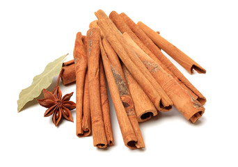 Cinnamon on a white background
