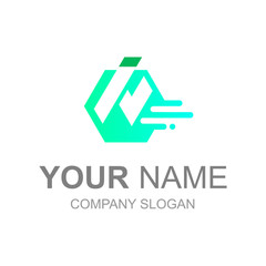 the letter n logo with hexagon symbolizing speed, logo ready to use