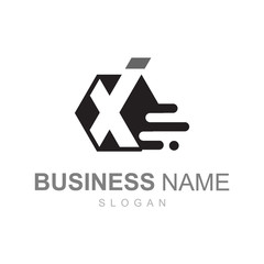 X letter logo with hexagon symbolizing speed, logo ready to use