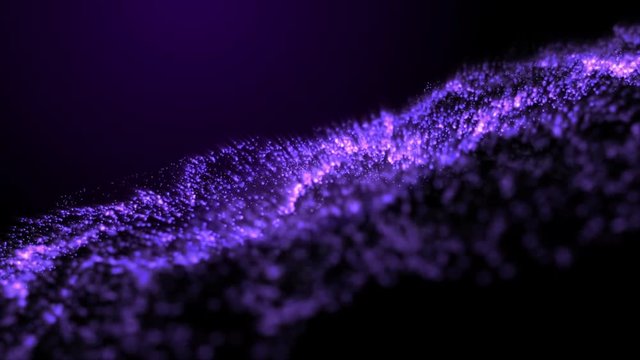 Space purple background with particles. Sunlight of beams and gloss of particles galaxies.