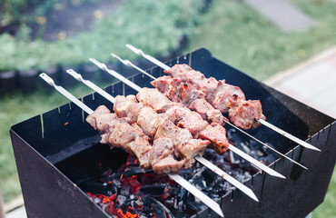Grill meat in mangal