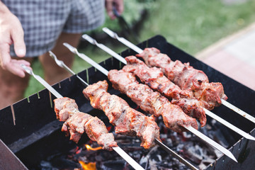 Grill meat in mangal