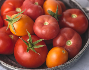 tomatoes in metal bowl