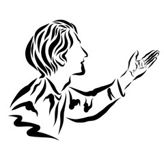 a person asking for help black outline