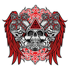 Gothic sign with skull and wings, grunge vintage design t shirts