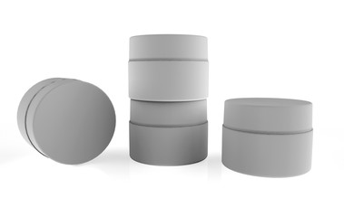 plastic cosmetic bottles for cream lotion on white background. 3d illustration