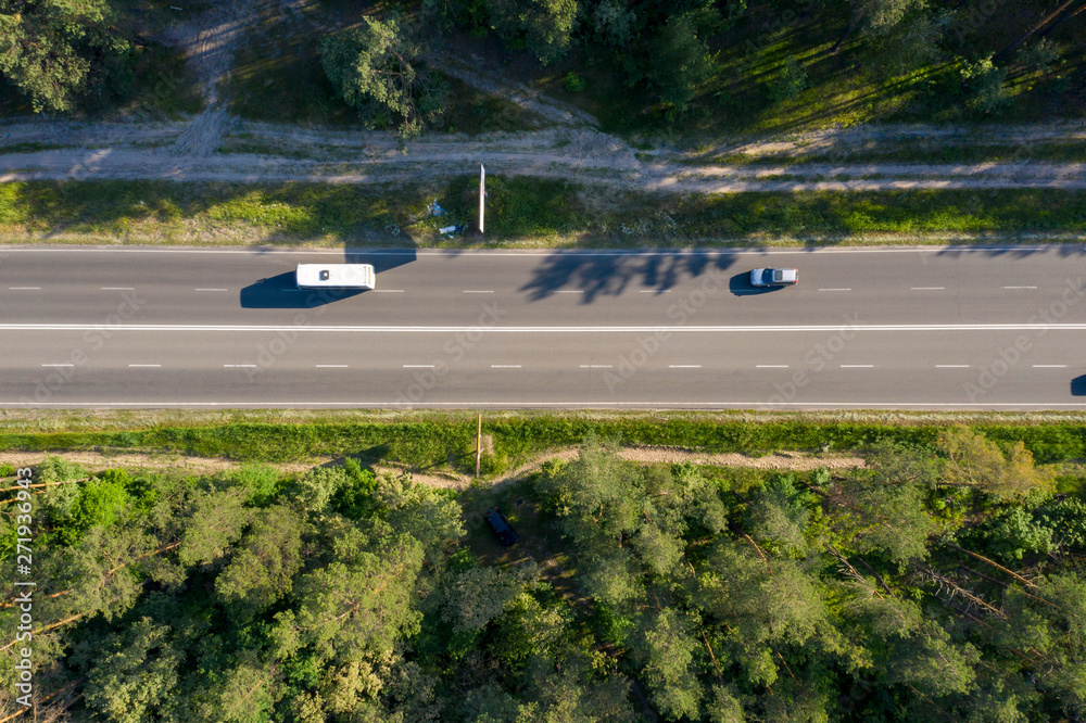 Wall mural asphalt road, view from above