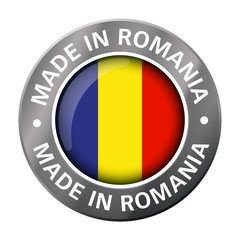 Fototapeta premium made in romania flag metal icon 