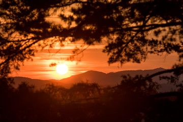 Obraz na płótnie Canvas Beautiful sunset scene in mountains. Zlatibor, Serbia