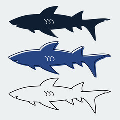 Set of Sharks icon.For web design.Vector Illustration