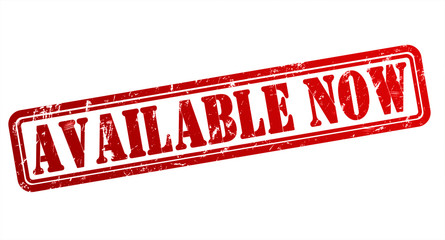 available now rubber stamp concept illustration