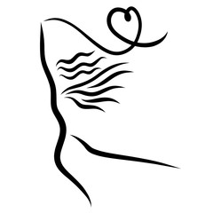 winged woman with a heart shaped ribbon