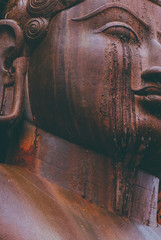 Shravanabelagola, Karnataka, India - 10th February 2017 - Devotes performing rituals to the statue of Bahubali at Shravanabelagola, Karnataka, India during mahamastakabhisheka