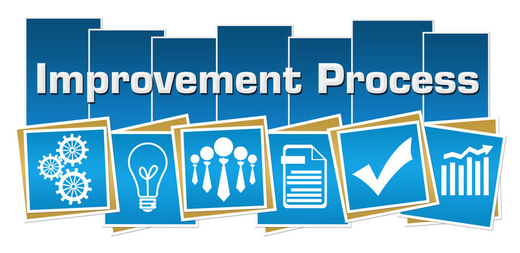 Improvement Process Business Symbols Blue Squares Stripes 