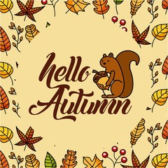 hello autumn season greeting card