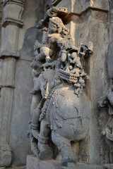Fototapeta na wymiar Stone Carvings of Beluru Halebidu, Karnataka, India