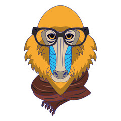 Cool animal with fashion accesories head blue lines