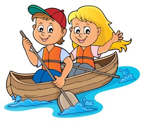 Kids in boat theme image 1