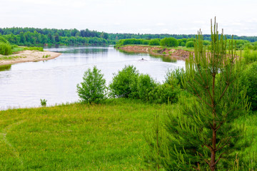 The view from the bank of the river in Vetluga. Kostroma region.