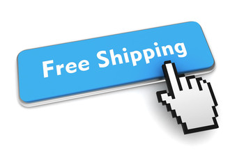 free shipping push button concept 3d illustration
