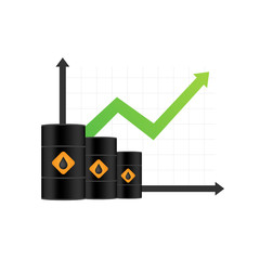 Increasing Price of Oil on white background. Vector stock illustration.