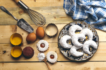 Oriental Algerian sweet cookies( kaab el ghazal) translated in gazelle horns name and cookies with...